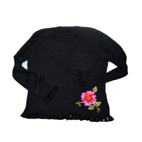 Vintage 90s Berek Embordered Floral Sequined Cardigan Sweater - Picture 2 of 9